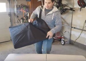 Placing Solar Panel Bag on Table